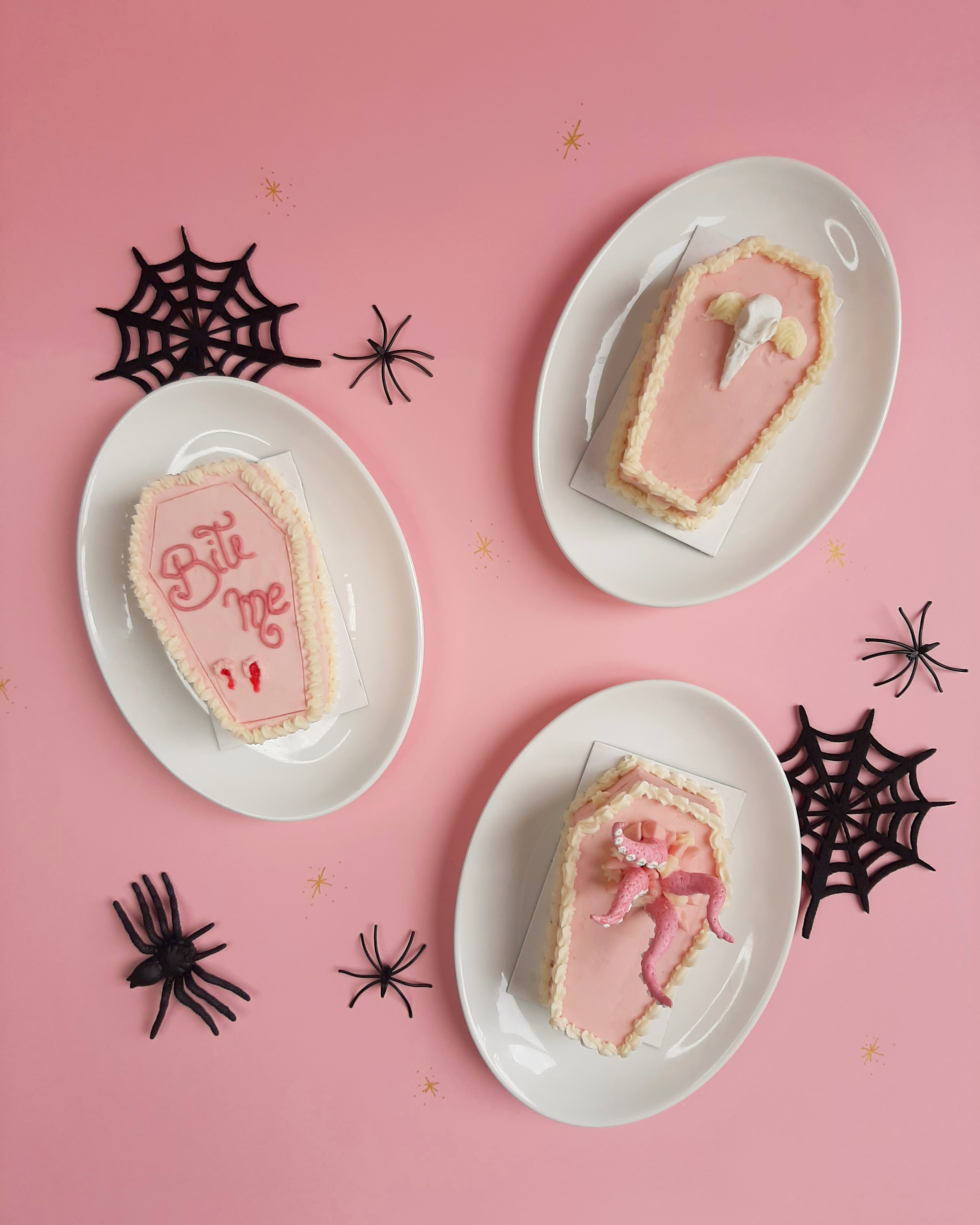 Pink Mini Coffin Cakes for Halloween