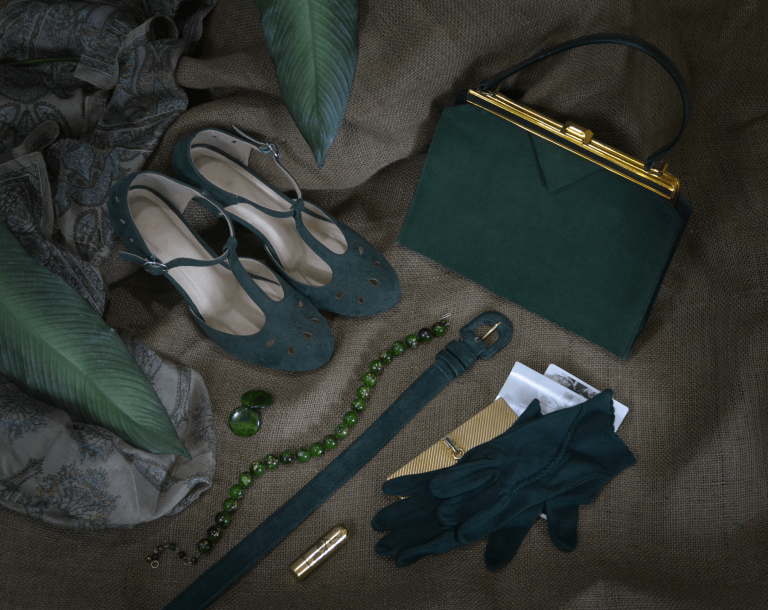 green vintage matching accessories