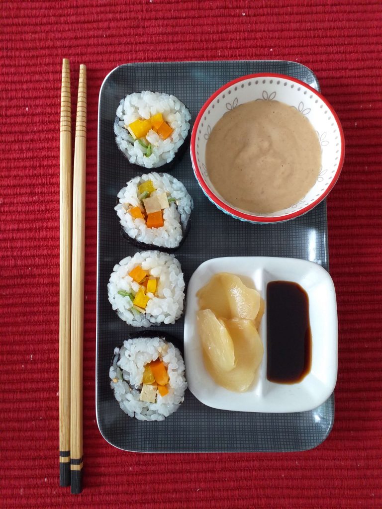 Vegan Summer Sushi with Satay Dip