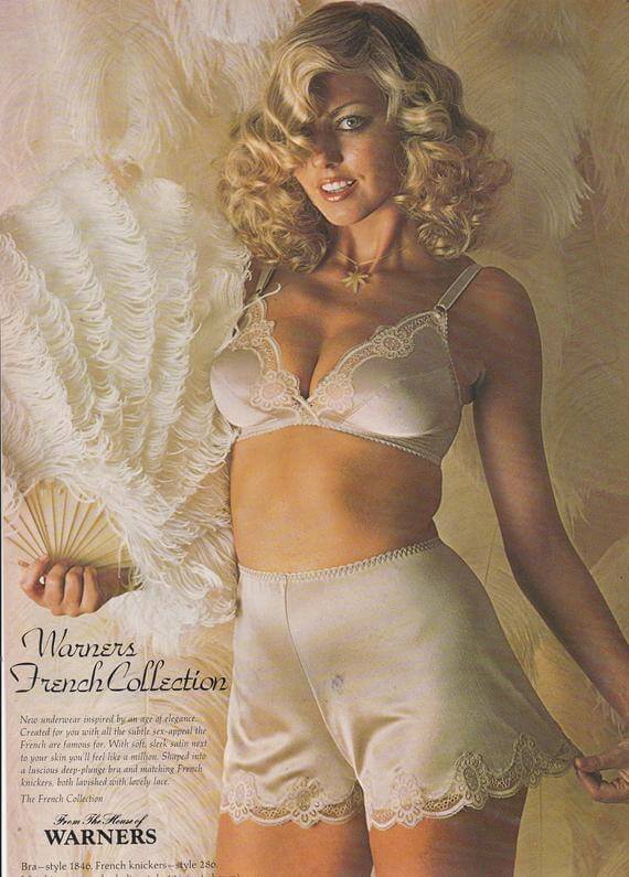 Blonde Model In Satin Underwear / Lingerie (Vintage Fashion Photo